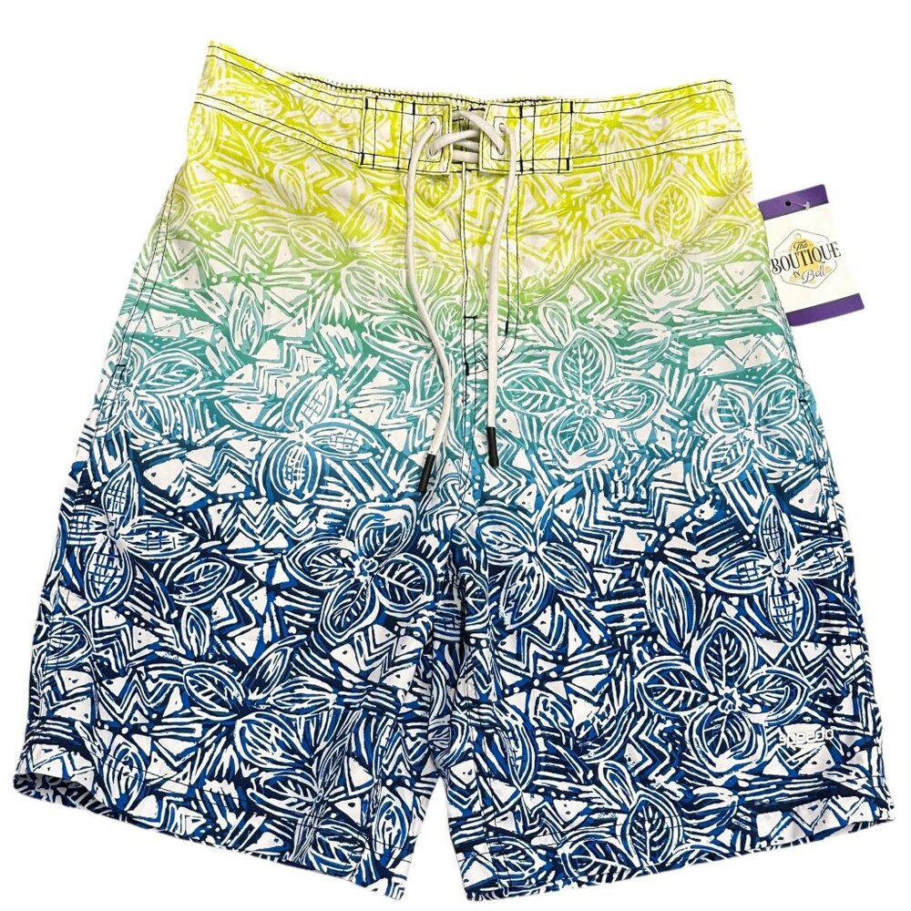 Speedo Mens S Floral Fade Bondi 9" Boardshorts Tropical Ombre Swim Trunks Summer - Picture 14 of 14